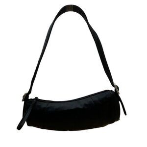 Ann Taylor Black Satin Rhinestone Buckle & Zipper Closure Shoulder Clutch Szize